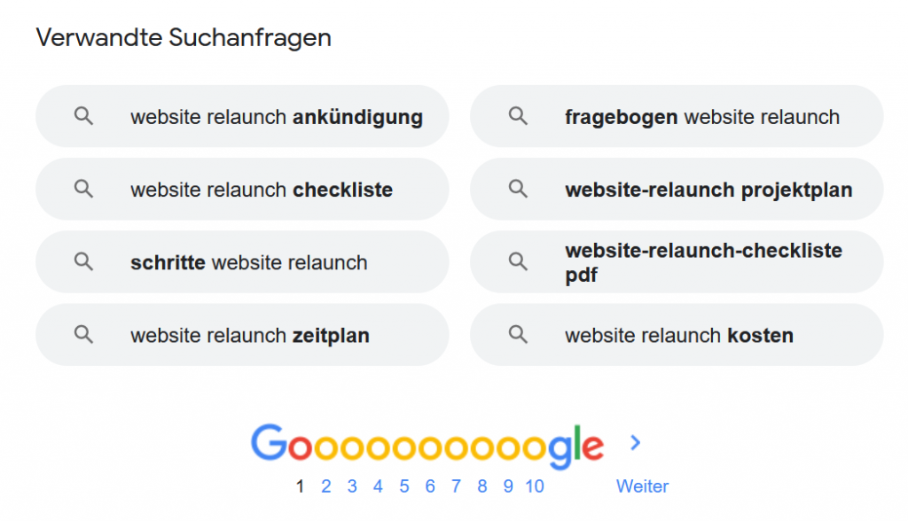 Google verwandte Suchanfragen