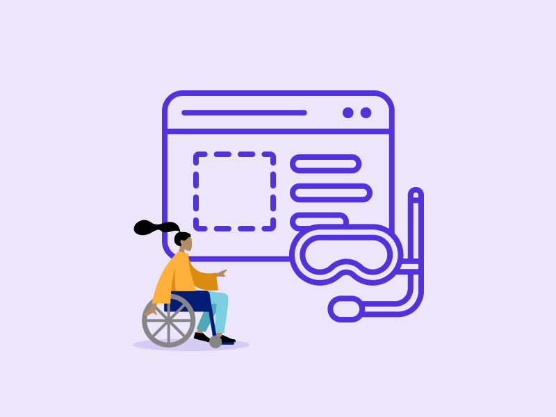 Browser mit CMS-System und Taucherbrille
