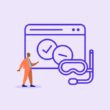 Website mit Tauchermaske und Person