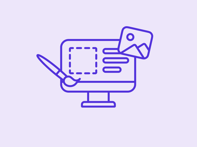 Monitor mit Pinsel und Bild