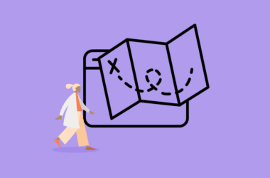 Person mit Landkarte auf Browser