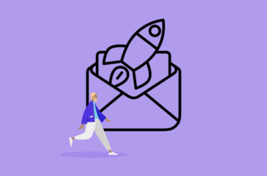 Newsletter mit Rakete und Person