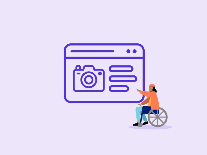Website mit Kamera und Person