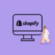 Monitor mit Shopify Logo und Person