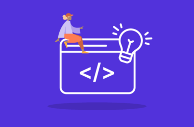 Code mit Glühbirne und Person