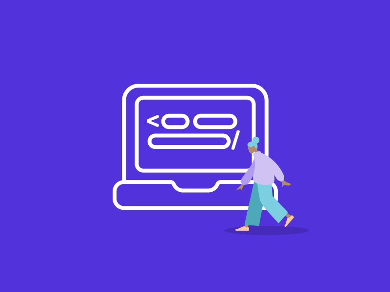 Browser mit Code und Person