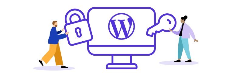 WordPress Logo mit Schlüssel und Schloss