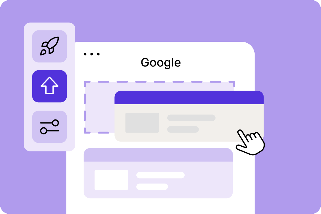 Illustration zeigt die Optimierung des Google-Rankings für deine Website mit verschiedenen SEO-Tools und Anzeigen.