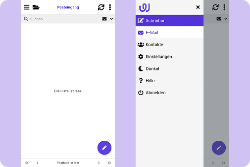 Screenshot of webmail on mobile phone